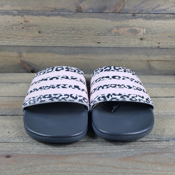 adidas Women's Adilette Comfort Slides Grey Pink Leopard - Picture 5 of 9